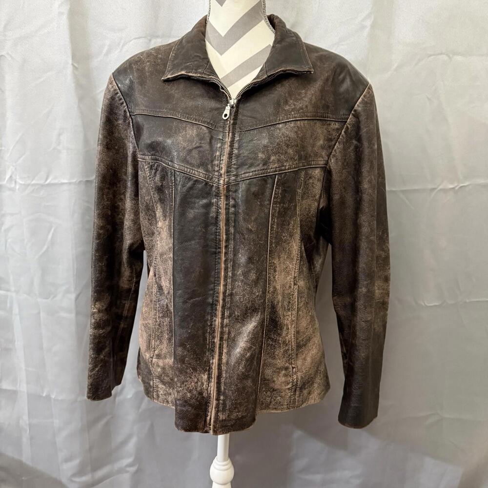 Wilson's Leather Maxima Distressed Brown Leather Jacket Women's XL